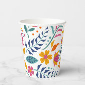 Gobelets En Papier Baby shower floral Fiesta coloré (Verso)