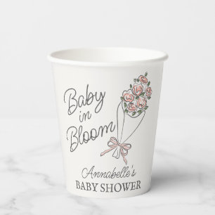Gobelets En Papier Baby shower Floral Fleur Rose