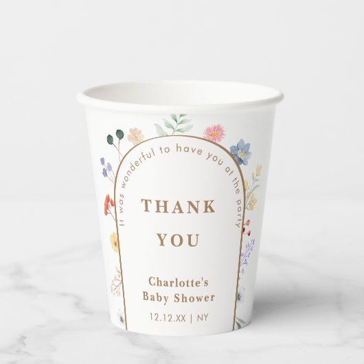 Gobelets En Papier Baby shower Floral Fleur sauvage Boho Arch Spring (Recto)