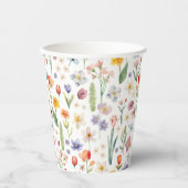 Gobelets En Papier Baby shower floral - Fleurs sauvages aquarelle (Recto)