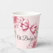 Gobelets En Papier Baby shower Floral Pink Bow (Recto)