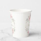 Gobelets En Papier Baby shower Floral rose or vert rose (Droite)