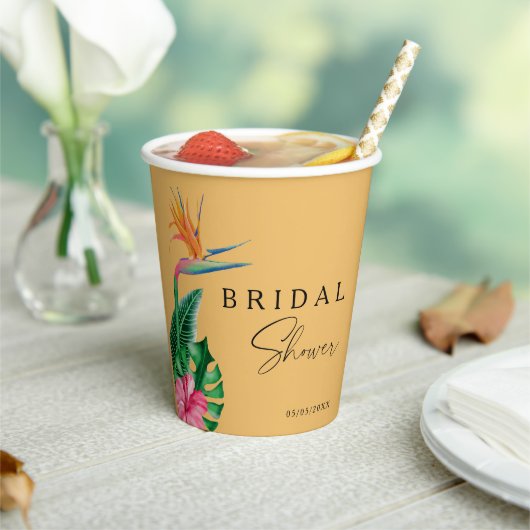 Gobelets En Papier Baby shower floral tropical (Insitu)