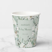 Gobelets En Papier Baby shower Floral Vert Sage moderne (Recto)