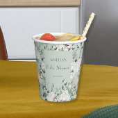 Gobelets En Papier Baby shower Floral Vert Sage moderne