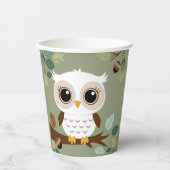 Gobelets En Papier Baby shower forestier de la Chouette rustique (Recto)