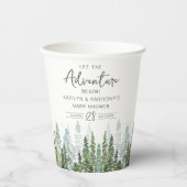 Gobelets En Papier Baby shower forestier de pins d'aquarelle (Recto)