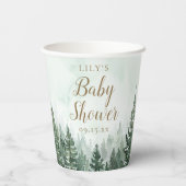 Gobelets En Papier Baby shower forestier rustique de pins (Verso)