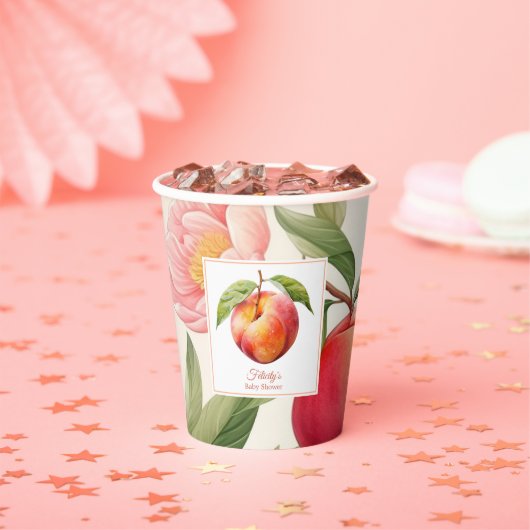 Gobelets En Papier Baby-Shower Fuzz pêche (Insitu)