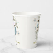 Gobelets En Papier Baby shower Garçon de Noël Bleu Minimal d'hiver (Droite)