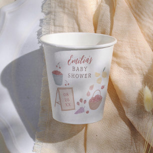 Gobelets En Papier Baby Shower Genre Neutre Mignon Marché Fermier