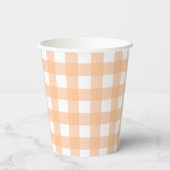Gobelets En Papier Baby-Shower Gingham Orange (Verso)