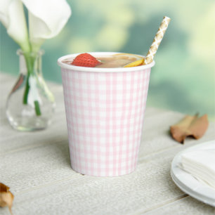 Gobelets En Papier Baby Shower Gingham Rose