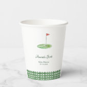 Gobelets En Papier Baby Shower Gingham Vert de Golf (Verso)