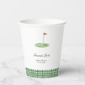 Gobelets En Papier Baby Shower Gingham Vert de Golf (Recto)