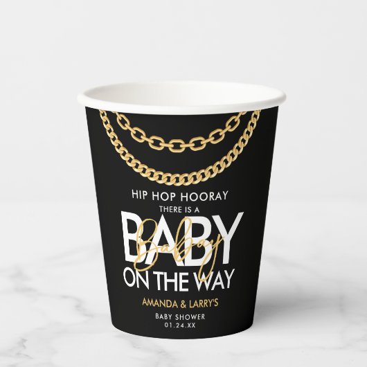 Gobelets En Papier Baby shower Hip hop Gold Chain (Recto)