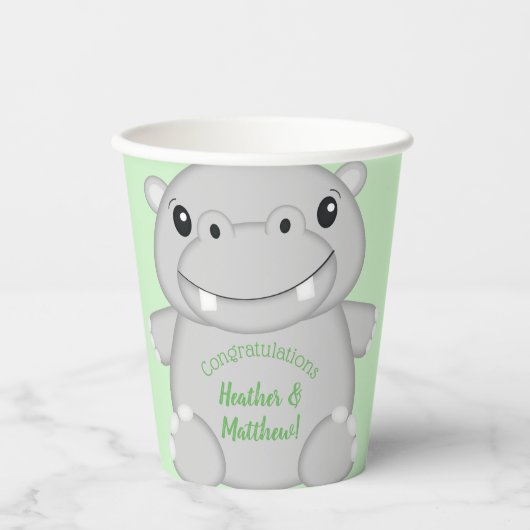 Gobelets En Papier Baby shower Hippo (Recto)