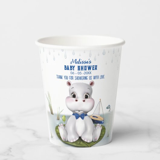 Gobelets En Papier Baby shower hippo (Verso)