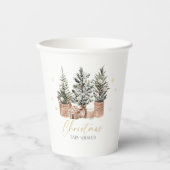 Gobelets En Papier Baby shower hiver Rustique de Noël Arbres (Recto)