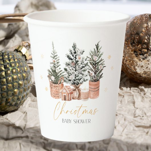 Gobelets En Papier Baby shower hiver Rustique de Noël Arbres
