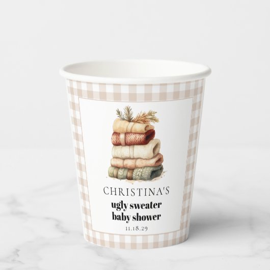 Gobelets En Papier Baby shower hivernal moche doux (Verso)