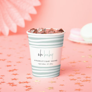 Gobelets En Papier Baby shower jumeau rose bleu moderne fête de typog