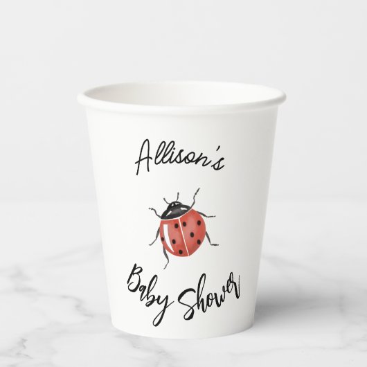 Gobelets En Papier Baby shower Ladybug mignon (Recto)