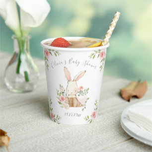 Gobelets En Papier Baby shower lapin de lapin rose