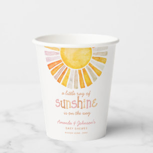 Gobelets En Papier Baby Shower Little Ray of Sunshine
