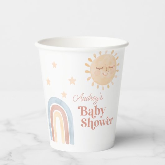 Gobelets En Papier Baby shower Little Sun & Rainbow (Recto)