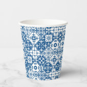 Gobelets En Papier Baby shower méditerranéen en tuiles bleues (Recto)