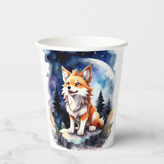 Gobelets En Papier Baby shower mignon Wolf Pup (Recto)