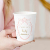 Gobelets En Papier Baby shower minimal pour fille Rose Bow