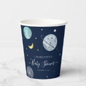 Gobelets En Papier Baby shower moderne bleu marine (Verso)