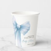 Gobelets En Papier Baby shower moderne Blue Bow (Recto)