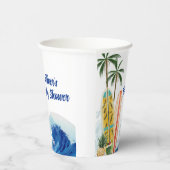 Gobelets En Papier Baby shower moderne Blue Ocean Wave Surboard (Droite)