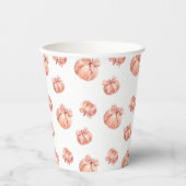 Gobelets En Papier Baby shower moderne citrouille rose Bow (Recto)