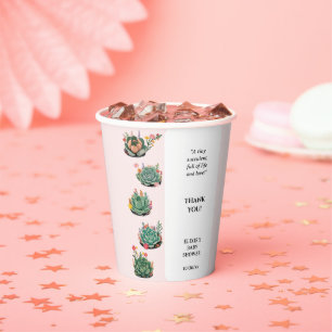 Gobelets En Papier Baby shower moderne de cactus succulents