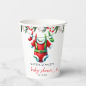 Gobelets En Papier Baby shower moderne hiver rouge Noël Père Noël (Recto)