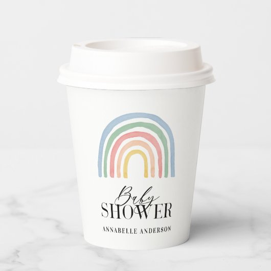 Gobelets En Papier Baby shower moderne imperméable arc-en-ciel élégan (Verso)