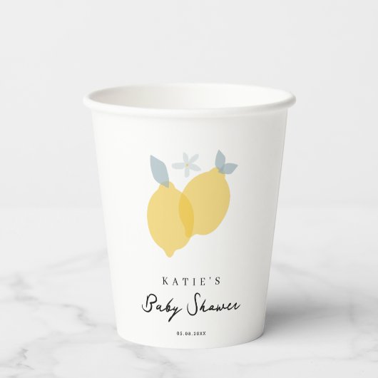 Gobelets En Papier Baby shower moderne Pastel Citrus Lemons (Verso)