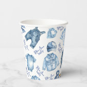 Gobelets En Papier Baby Shower Moderne sur le Thème du Jean Bleu Bébé (Verso)