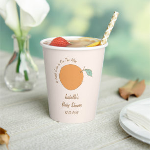 Gobelets En Papier Baby shower Moderne Un Petit Bébé Orange Mignon