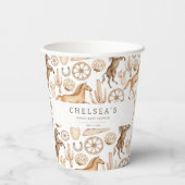 Gobelets En Papier Baby shower moderne Western Rodeo Watercolor (Verso)