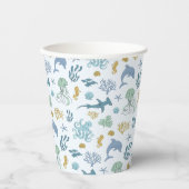 Gobelets En Papier Baby shower Motif animal bleu (Recto)
