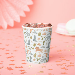 Gobelets En Papier Baby shower Motif Blue Cowboy