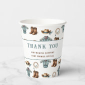 Gobelets En Papier Baby shower Motif Cowboy personnalisé (Verso)