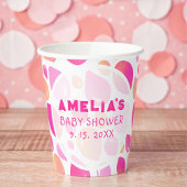 Gobelets En Papier Baby shower Motif de bimbo rose Balloon