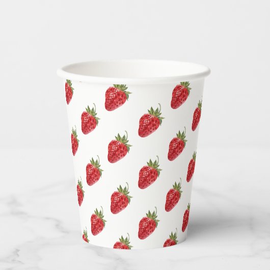 Gobelets En Papier Baby shower Motif de fraises moderne (Recto)