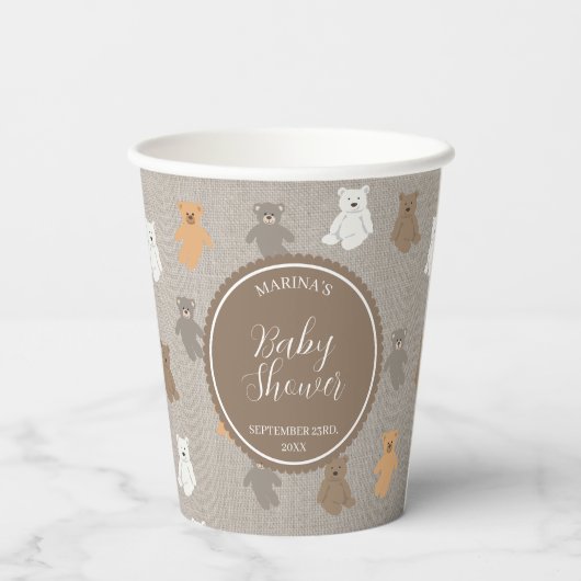 Gobelets En Papier Baby shower Motif de mignet ours (Verso)